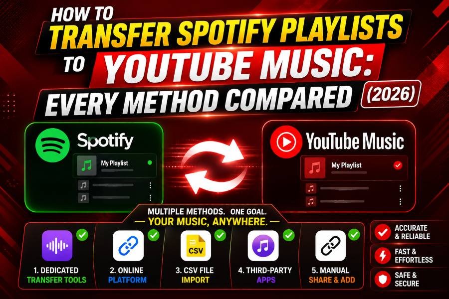 How to Transfer Spotify Playlists to YouTube Music: Every Method Compared (2026)